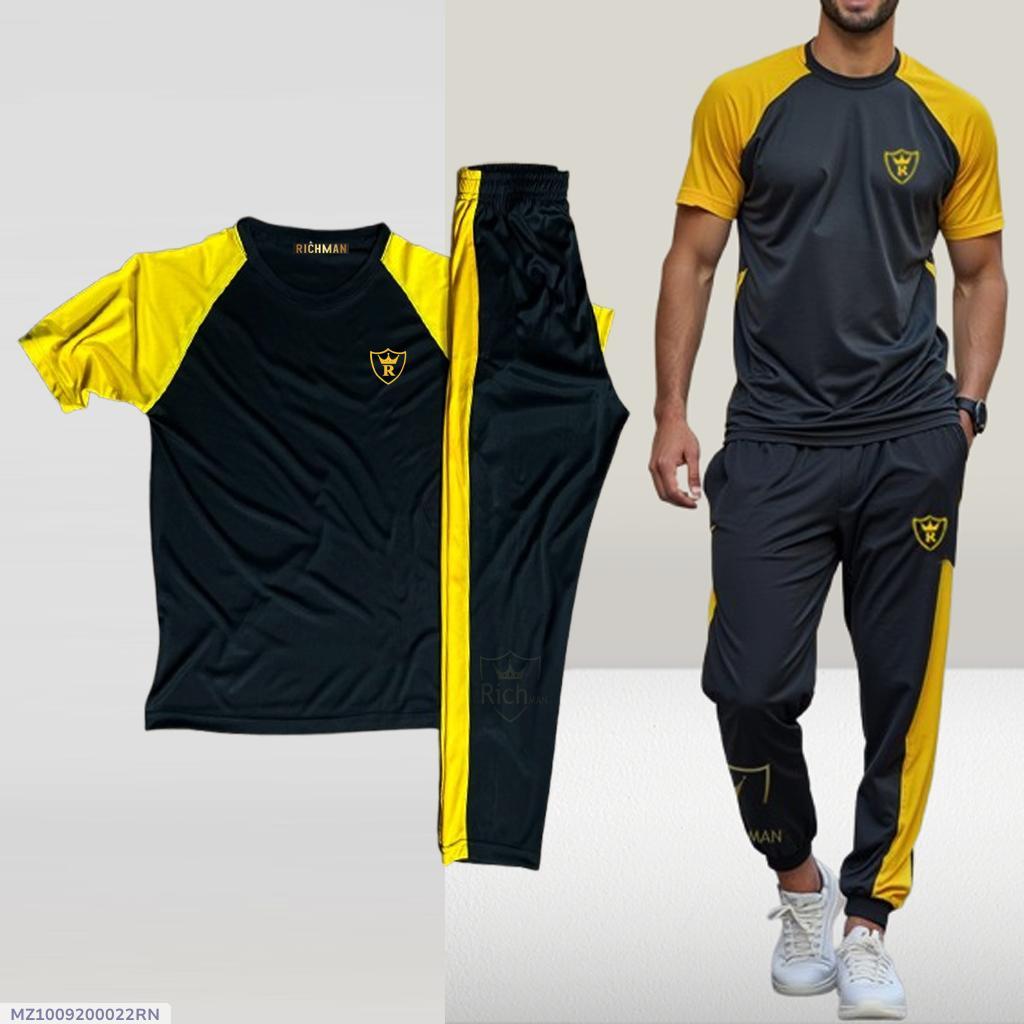 2 pcs mens micro printed track suit