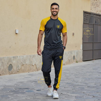 2 pcs mens micro printed track suit