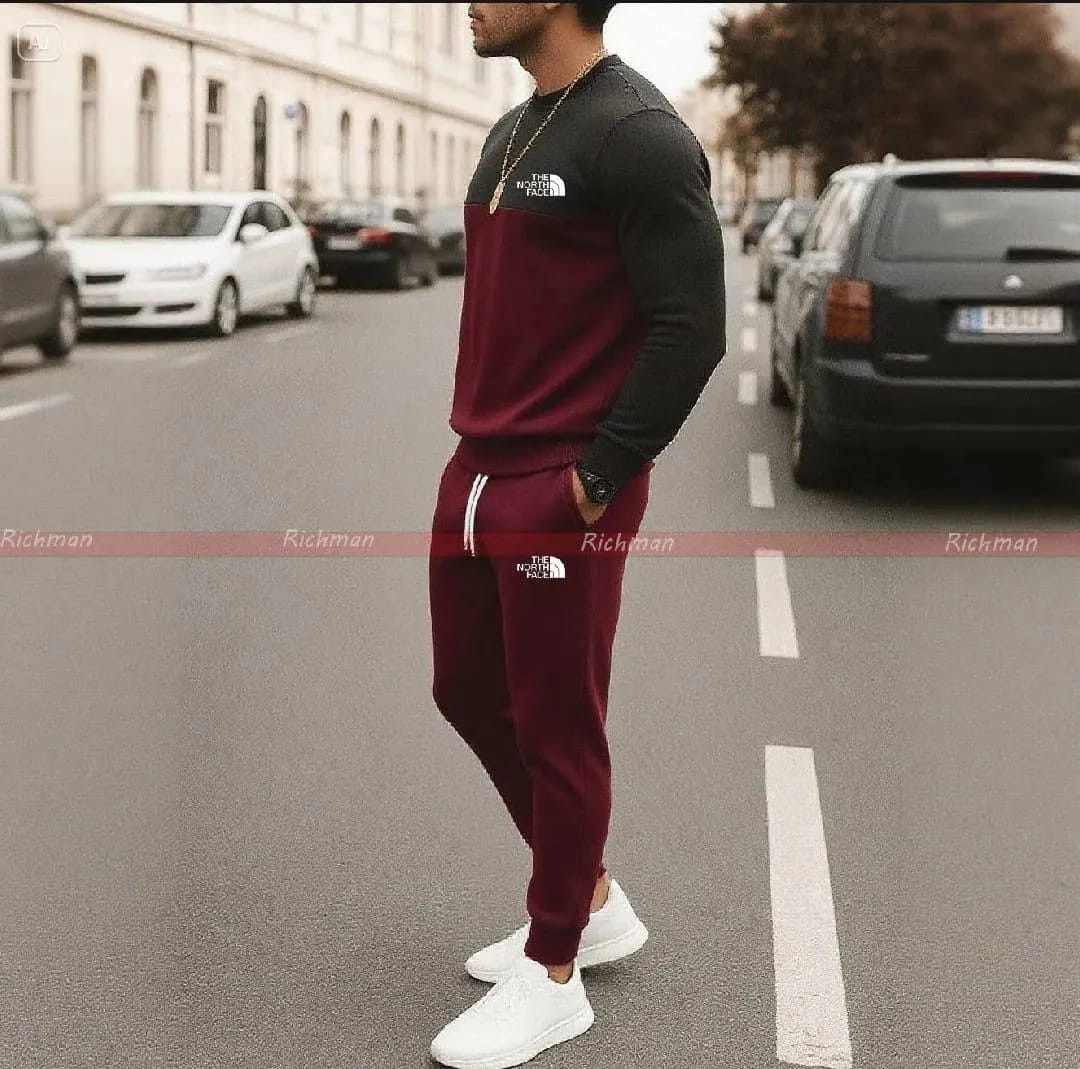 Product Name: 2 Pcs Men's Micro Printed Sweatshirt Track Suit