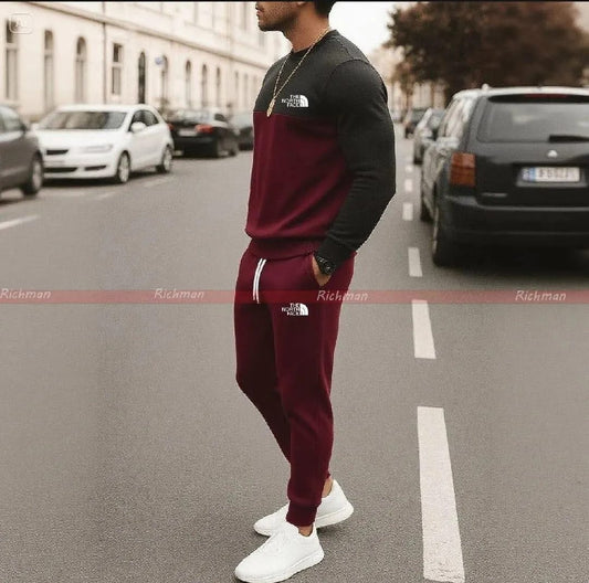 Product Name: 2 Pcs Men's Micro Printed Sweatshirt Track Suit