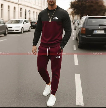 Product Name: 2 Pcs Men's Micro Printed Sweatshirt Track Suit