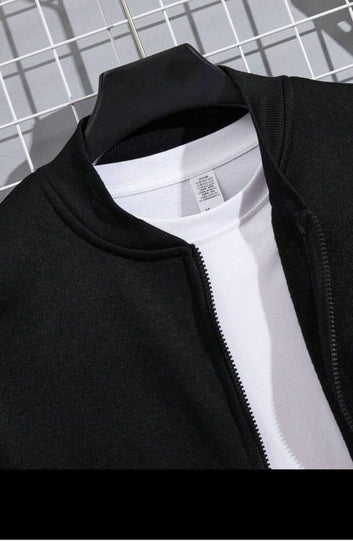 Product Name: 2 Pcs Men's Fleece Plain Zipper Track Suit