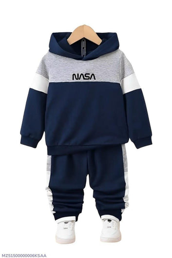 Product Name: 2 Pcs Boy's Fleece Printed Hoodie Tracksuit