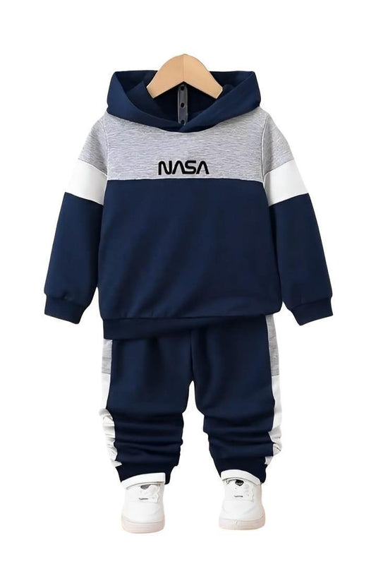 Product Name: 2 Pcs Boy's Fleece Printed Hoodie Tracksuit