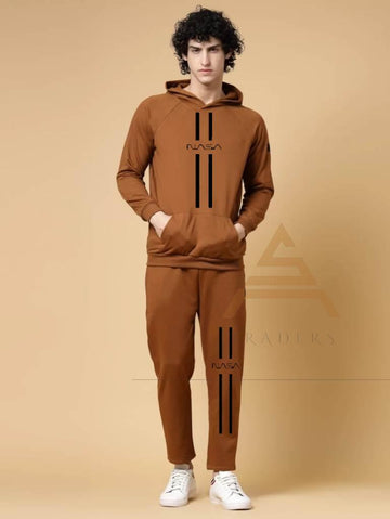 Product Name: 2 Pcs Men's Fleece Printed Hoodie Track Suit